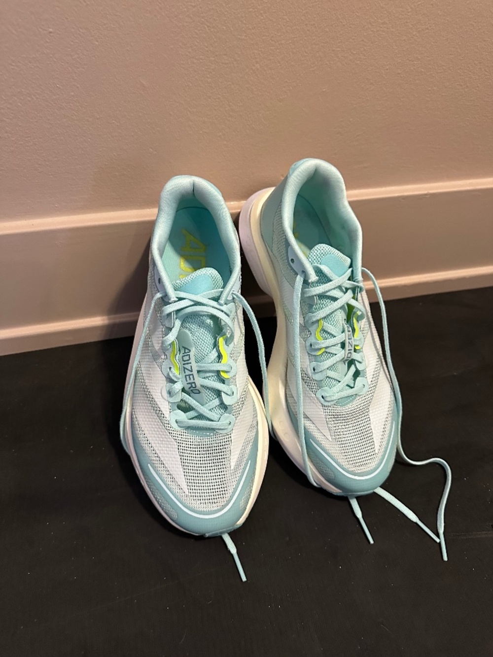 Women's Adizero Boston 13 Shoes in Semi Flash Aqua/Lucid Lemon - Size 7